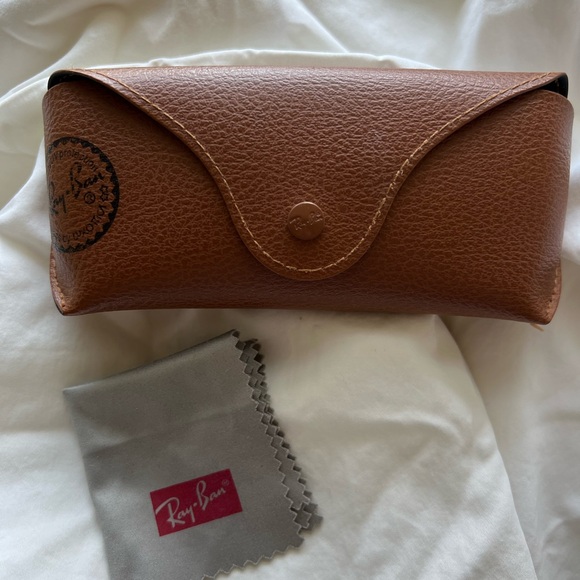 Ray-Ban Accessories - Ray-Ban Cognac Pebbled Leather Eyewear Case and cleaning cloth